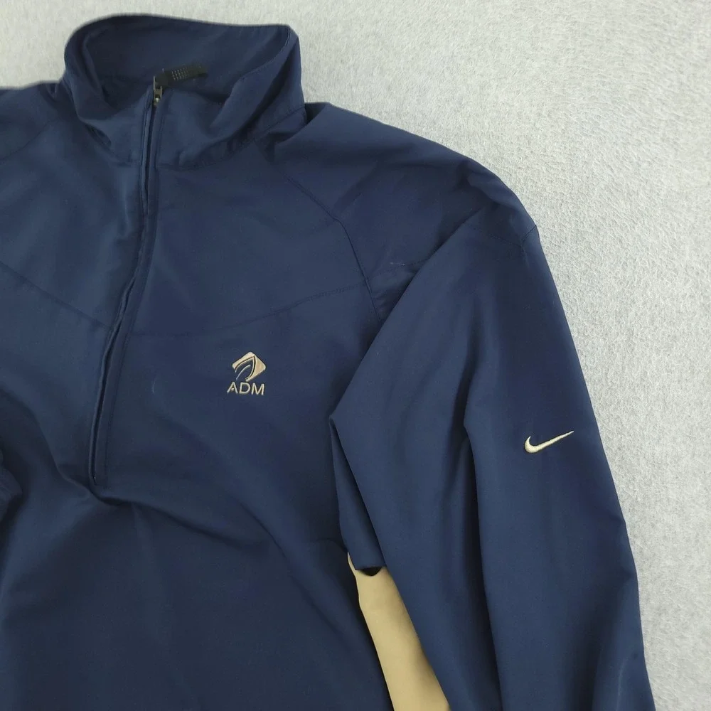 Nike Golf Jacket Mens L Blue 1/2 Zip Pullover Windbreaker ADM Logo Golf